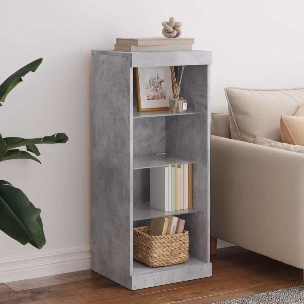 Berkfield Home Modern Sideboard with Integrated LED Lights in Concrete Grey, W/D/H: 41 x 37 x 100 cm – 2