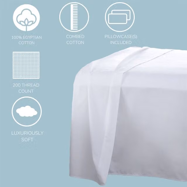 HomeSpace Direct White Combed Cotton Breathable Duvet Cover, 90 x 200 cm