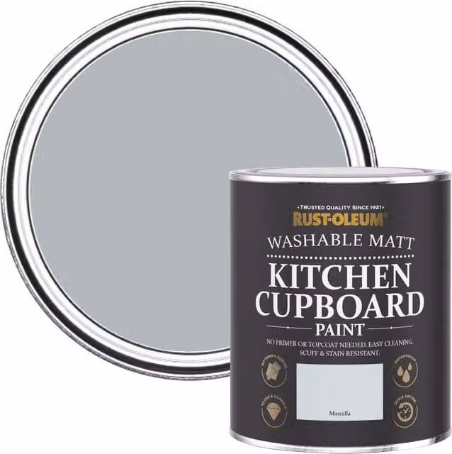 Rust-Oleum Marcella Blue and Grey Kitchen Cupboard Paint in a Matt Water-Based Finish, 750ml – 1