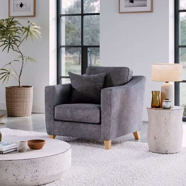 The Great Sofa Company Jackson Chenille Fabric Armchair in Grey