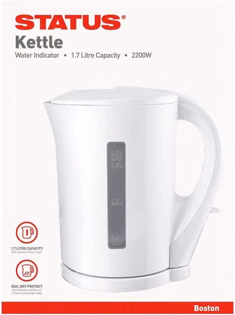 1.7 l White Immersed Cordless Plastic Kettle