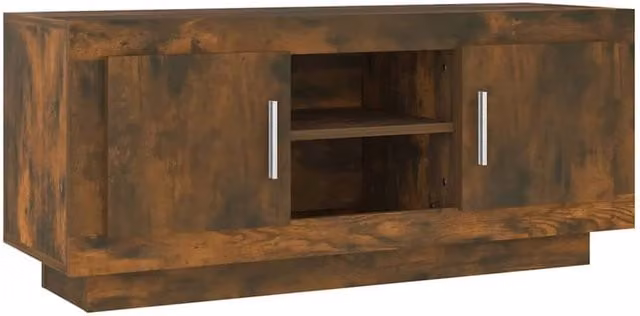 Berkfield Home Modern Smoked Oak TV Cabinet in Brown, W/D/H: 102 x 35 x 45 cm