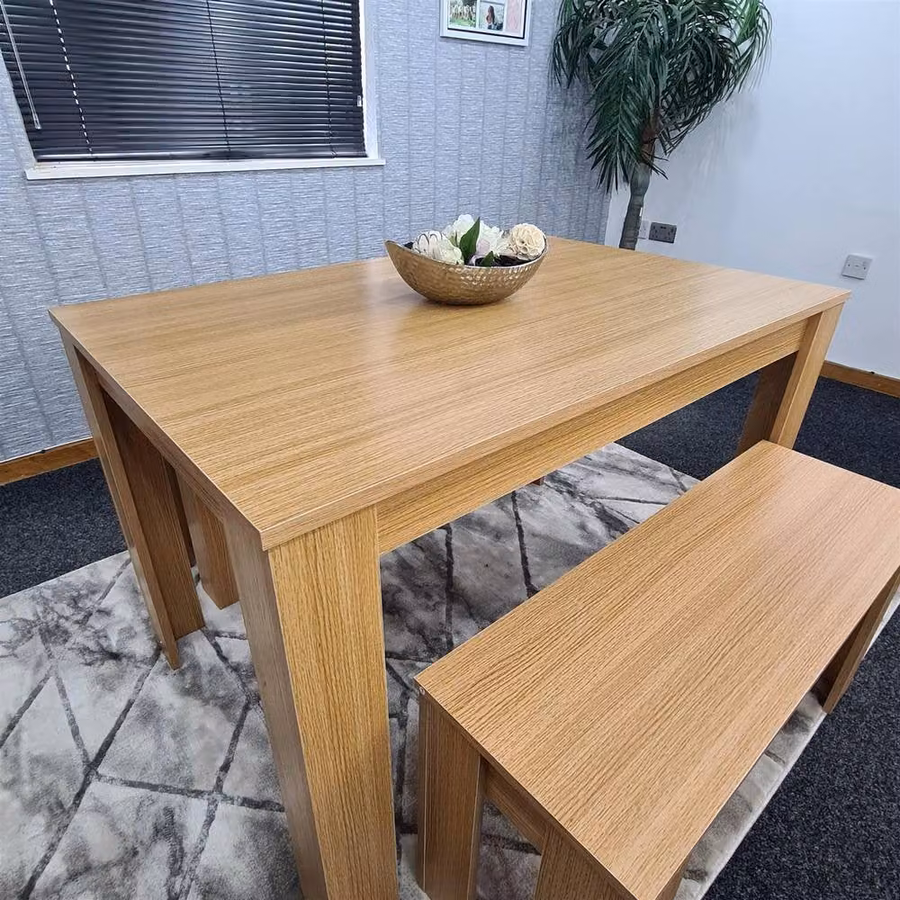 KOSY KOALA 4 Seater Dining Table Set with 2 Benches, Brown, W/D/H: 140 x 80 x 75 cm – 2