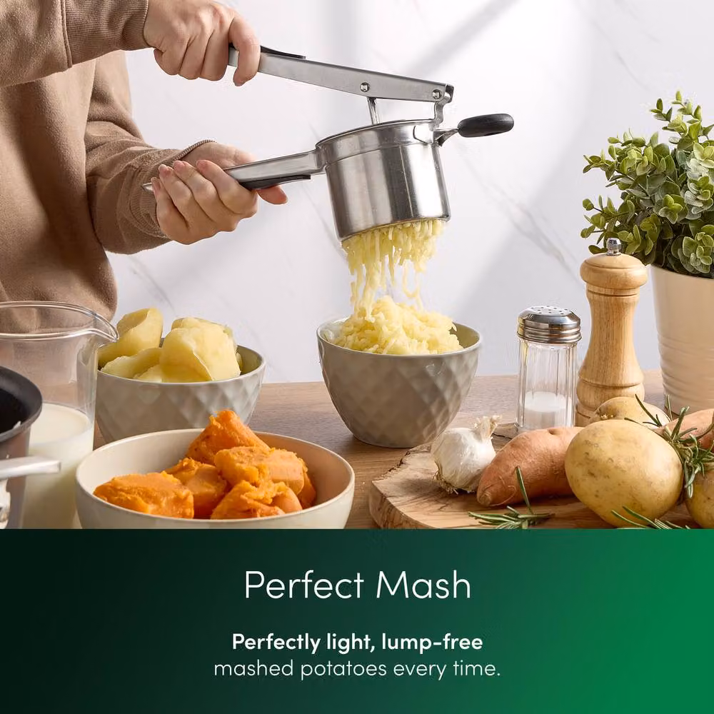 Emperial Potato Ricer with Ergonomic Soft Grip, Stainless Steel and Silicone, Silver – 2
