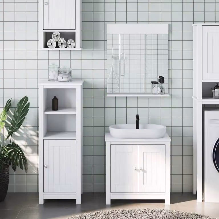 Berkfield Home BERG 3 Piece White Solid Wood Pine Bathroom Furniture Set