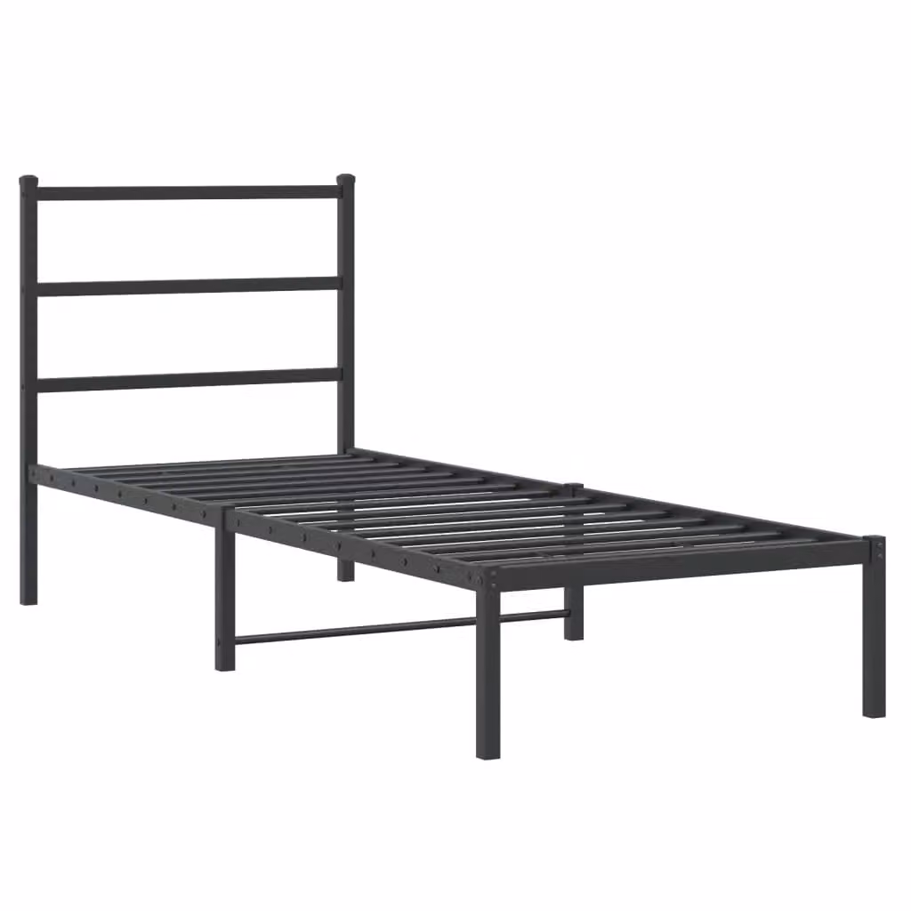 Berkfield Home Metal Bed Frame with Headboard, Black, W/D/H: 80 x 200 cm – 2