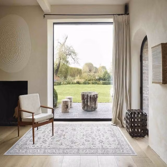 The Rug Shop UK Brown and Grey Floral Traditional Easy Care Area Rug W: 160 cm, L: 230 cm