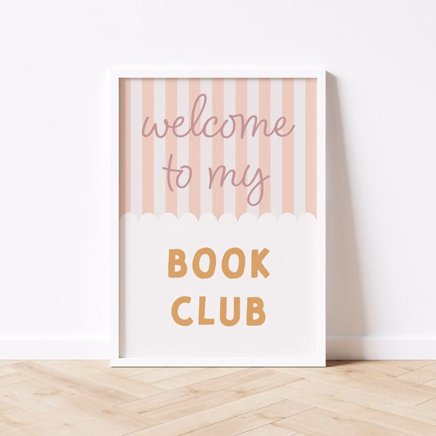 Autumns Corner Welcome To My Book Club Typography Paper Poster in Olive and Mustard, A3
