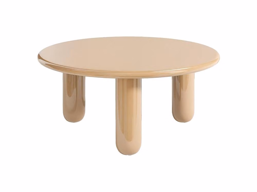 Vente-unique BENESA Round MDF Coffee Table in Lacquered Beige, W/D/H: 50 x 50 x 40 cm – 1