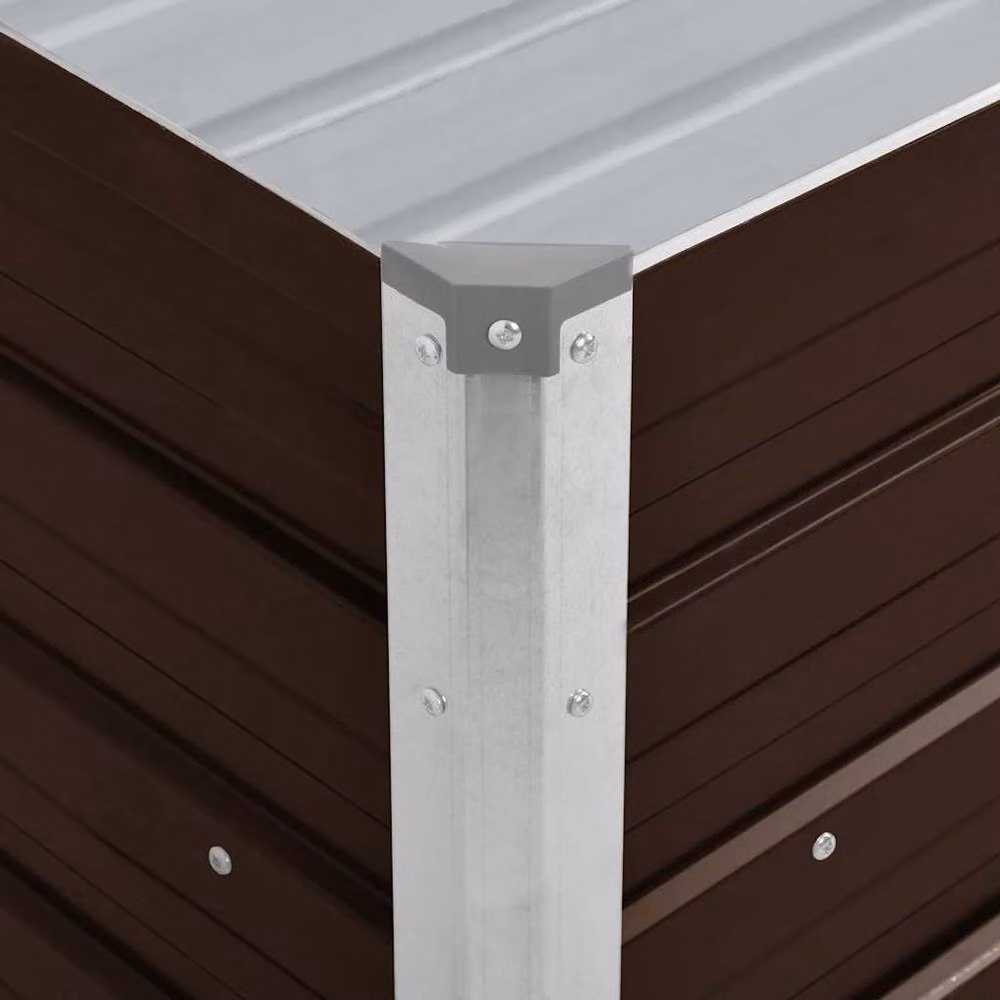 Berkfield Home Garden Brown Galvanised Steel Raised Bed W/D/H: 100 x 40 x 45 cm – 5