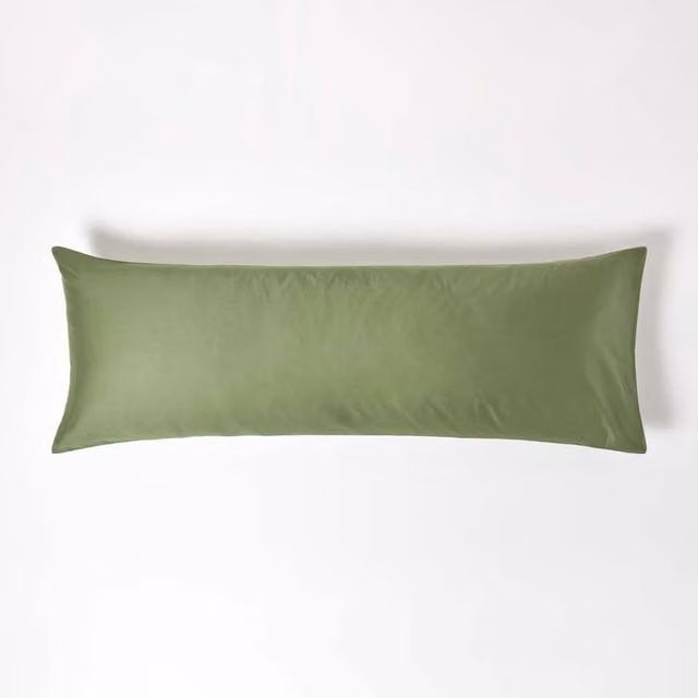 Homescapes Organic GOTS Combed Cotton Pillowcase in Green