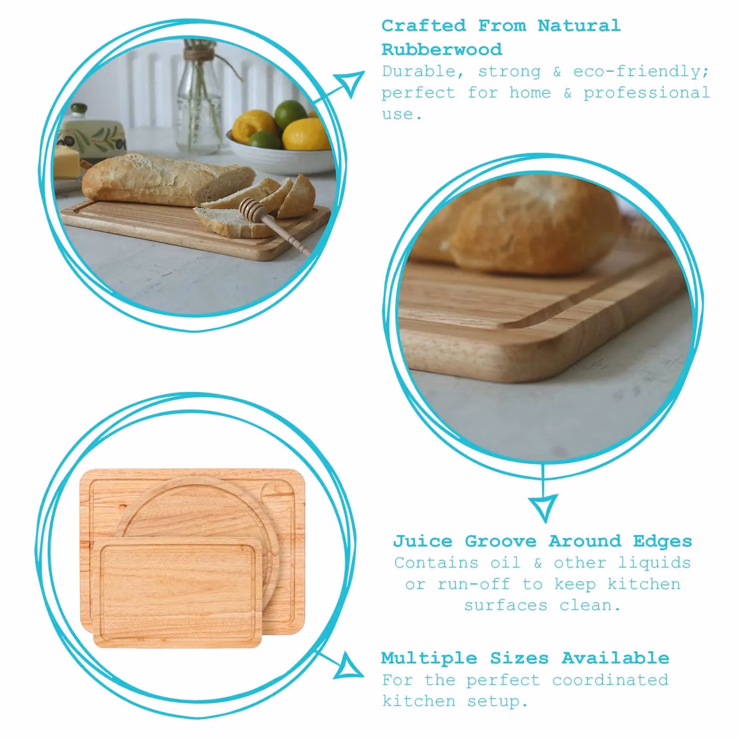 Argon Tableware Rectangular Wooden Chopping Board with Groove, Brown, W: 30 cm, D: 20 cm, H: 1.5 cm – 2