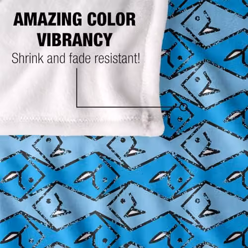 JQ Licensing Blue and White Fishing Pattern Super Soft Fleece Throw Blanket, W/D/H: 152 x 127 cm – 3