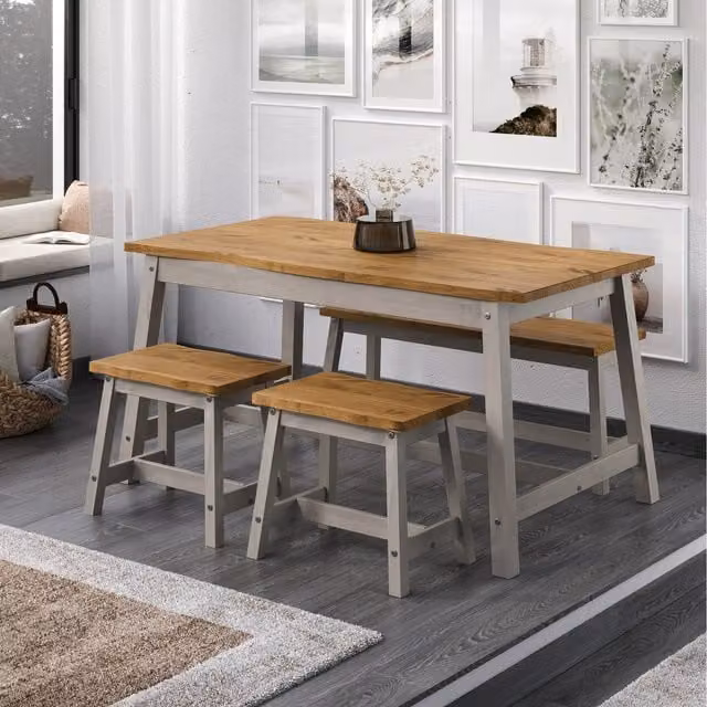 Core Products Corona Live Edge Dining Bench in Grey and Black, Height: 52.5 cm