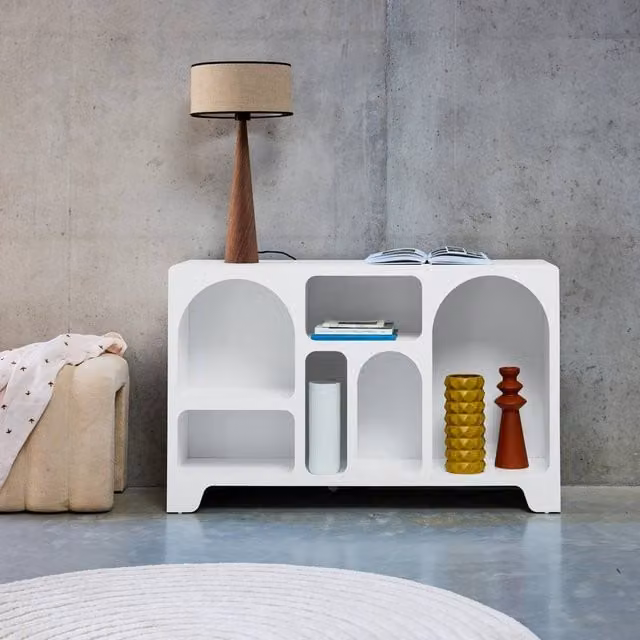 Sweekeek White Wood Effect 6 Compartment Modern Sideboard