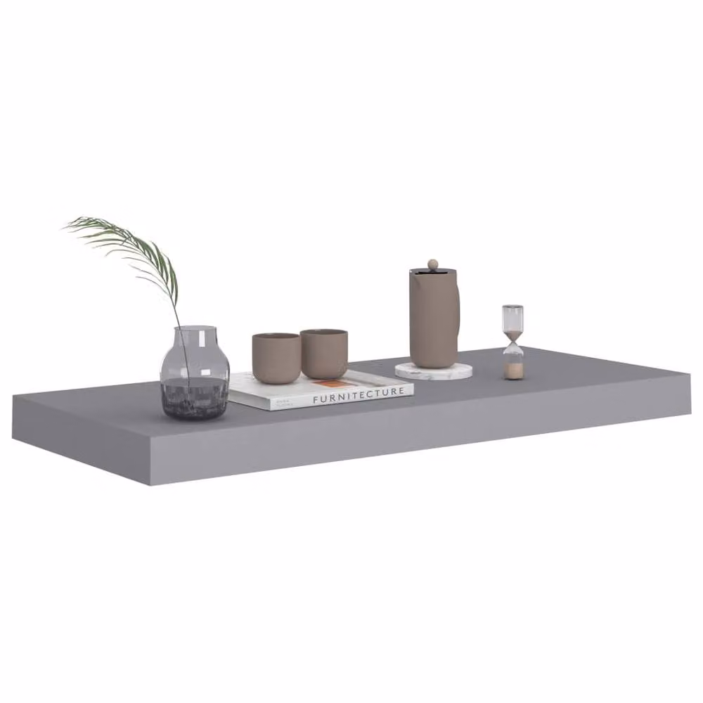 Berkfield Home Grey MDF Floating Wall Shelf, W: 60 cm, D: 23.5 cm, H: 3.8 cm – 2