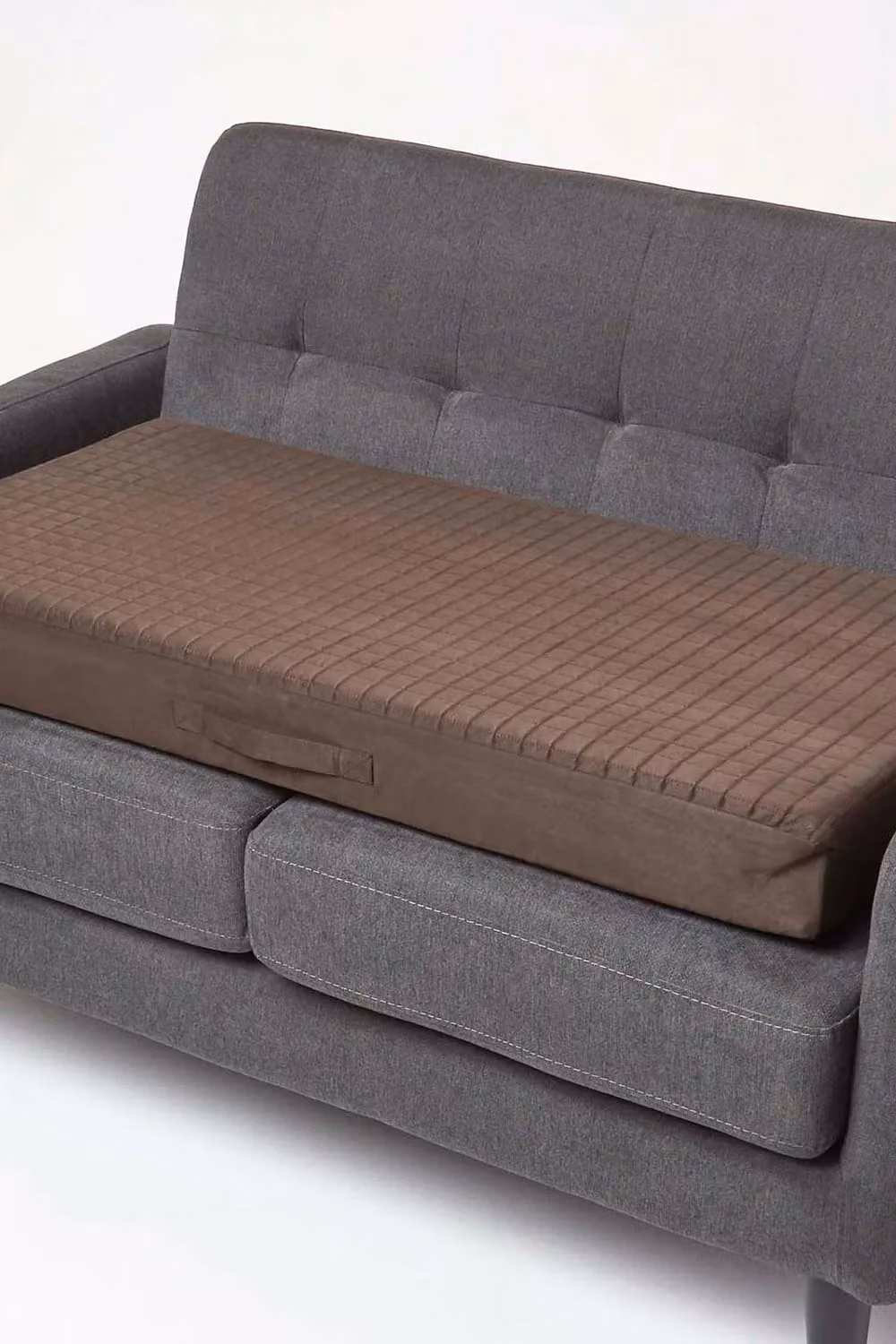 Homescapes Quilted Polyester 2-Seater Orthopaedic Booster Cushion Cover in Chocolate Brown, W/D/H: 100 x 50 x 10 cm – 2