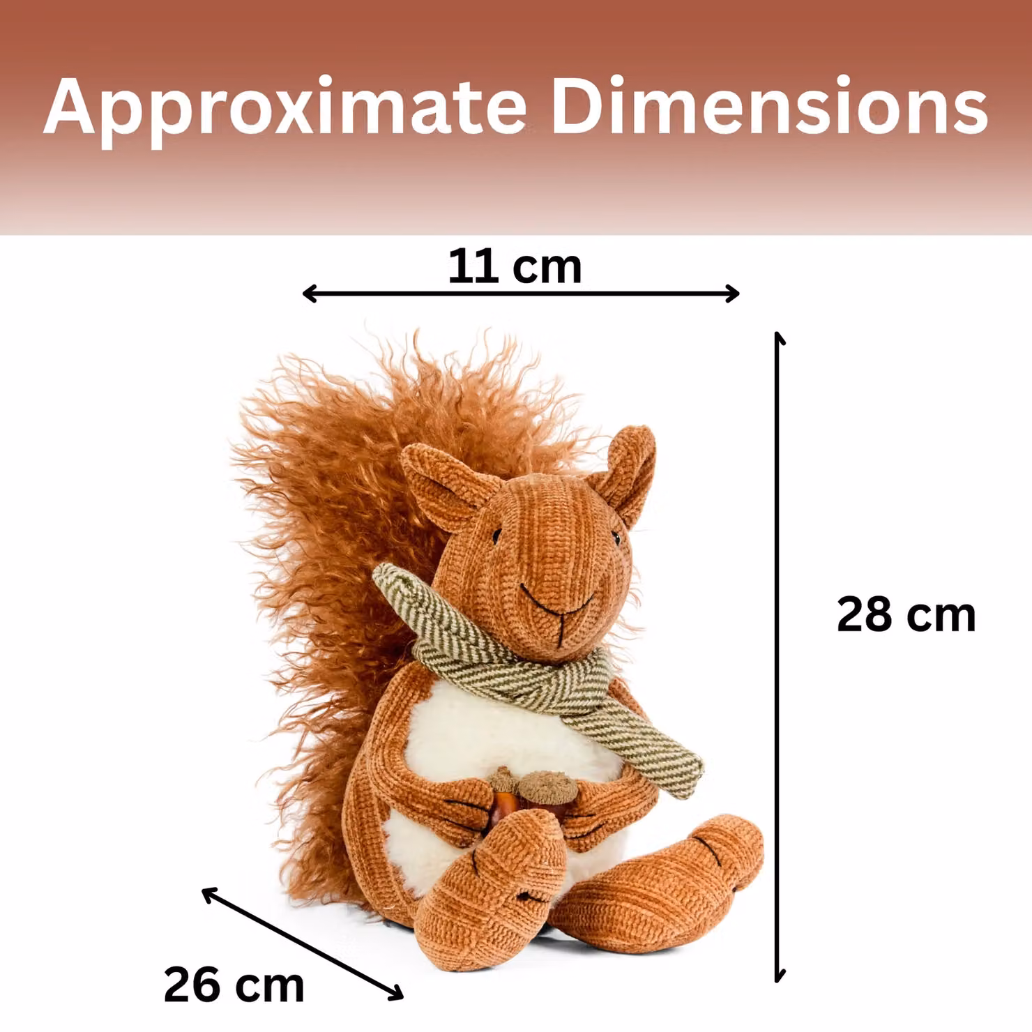Marco Paul Orange Plush Squirrel Autumn and Halloween Tabletop Decoration, Height: 28 cm – 2