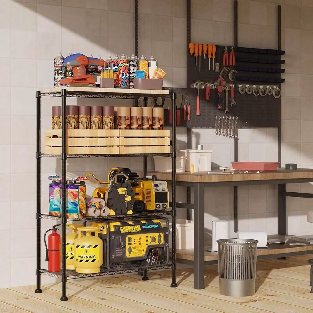 Kelvenix 4 Tier Metal Storage Rack in Black, W/D/H: 60 x 35 x 137 cm – 3