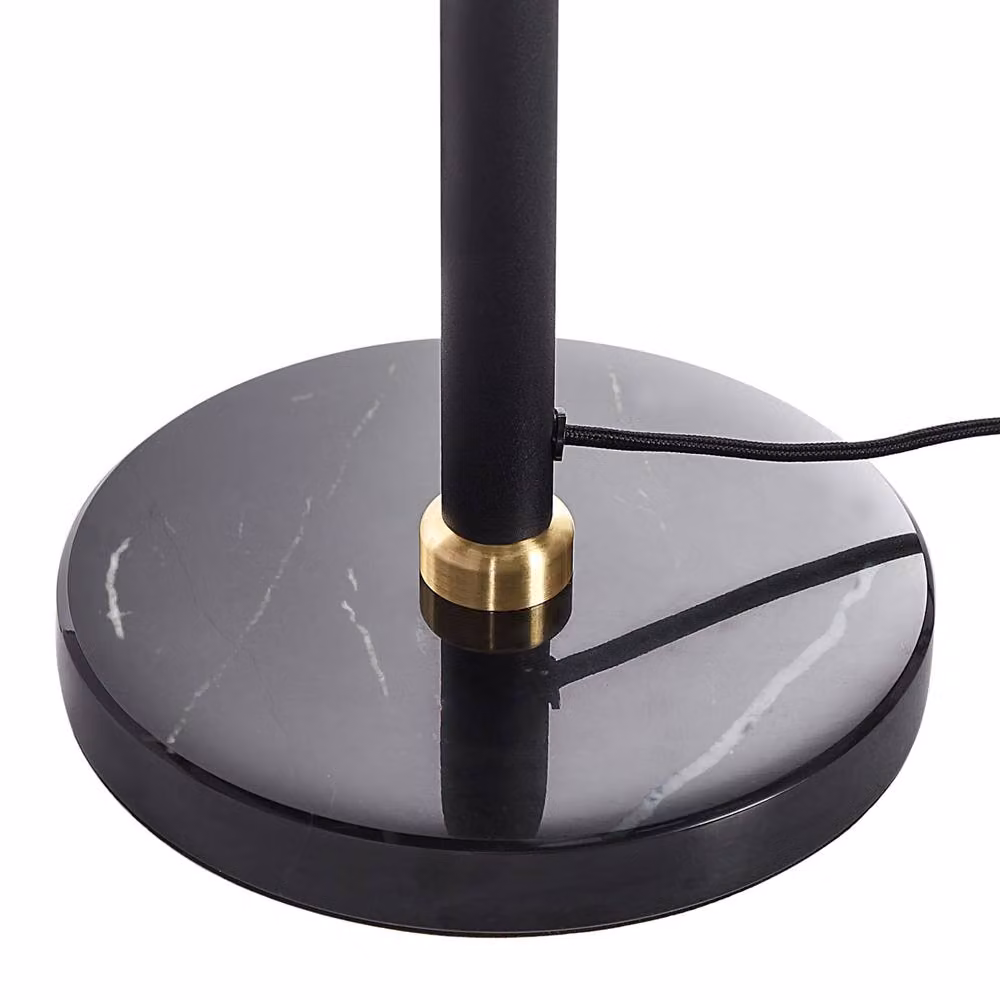 Wyld and Coco Retro Metal Table Lamp with White Glass Dome and Gold Accents in Matte Black – 3