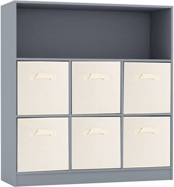 URBNLIVING Modern 7 Cube Freestanding Wooden Storage Unit and Bookcase in Grey and White
