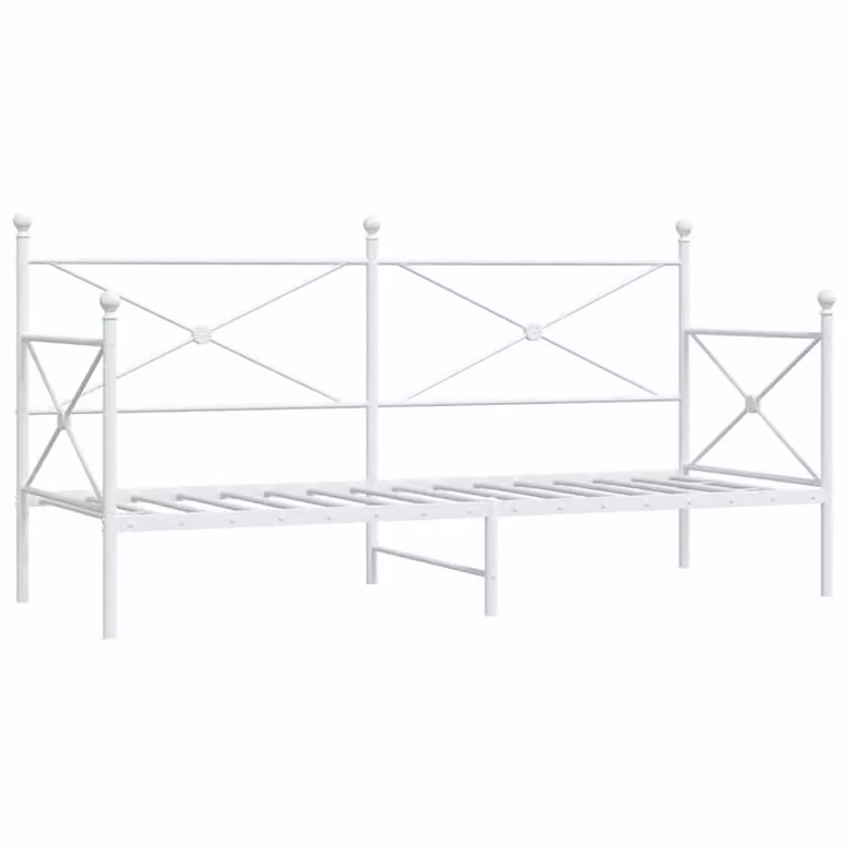 Berkfield Home Metal Day Bed in White, W/D/H: 90 x 200 cm