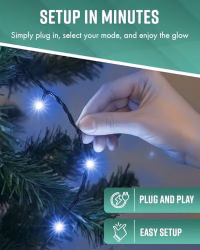 Globrite 100 LED Blue and White Fairy String Lights for Indoor and Outdoor Decoration – 5