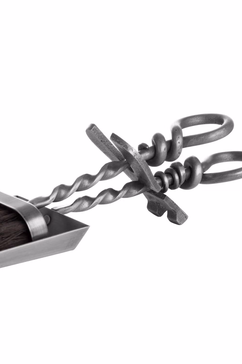 KDMD Silver Metal Hearth Tidy Set with Hand Turned Loop Handle and Brush – 2