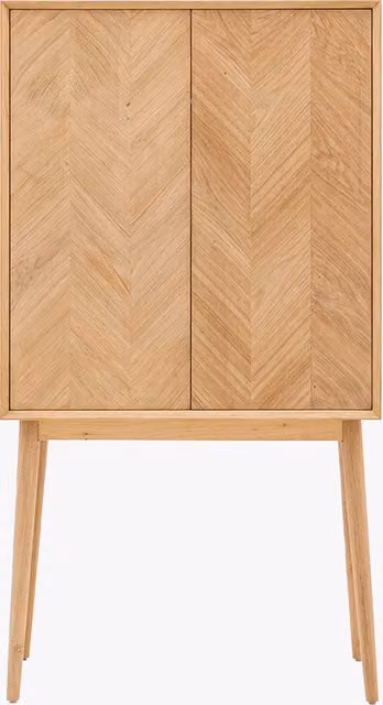 Perch & Parrow Finn Scandinavian Oak Cocktail Cabinet in Brown and Beige