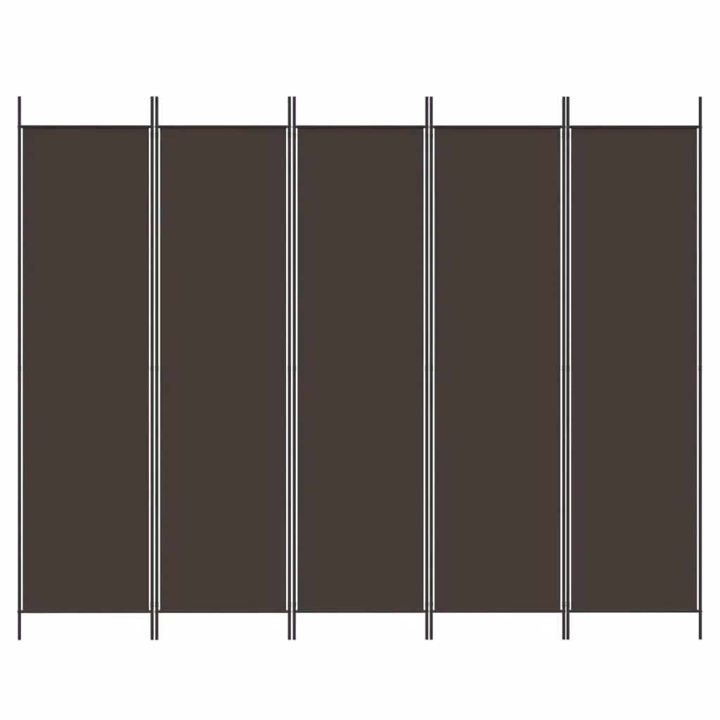 Berkfield Home 5-Panel Fabric Room Divider in Brown, W/H: 250 x 200 cm – 2
