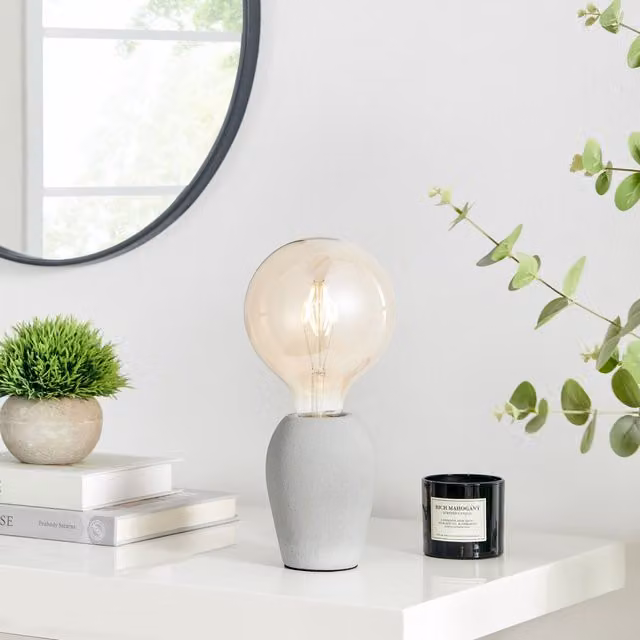 FurnitureboxUK Kayla Grey Table Lamp with Ceramic and Glass Sphere Design