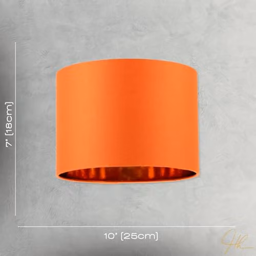 Happy Homewares Orange Cotton Fabric Round Pendant Lamp Shade, W: 18 cm, H: 25 cm – 4