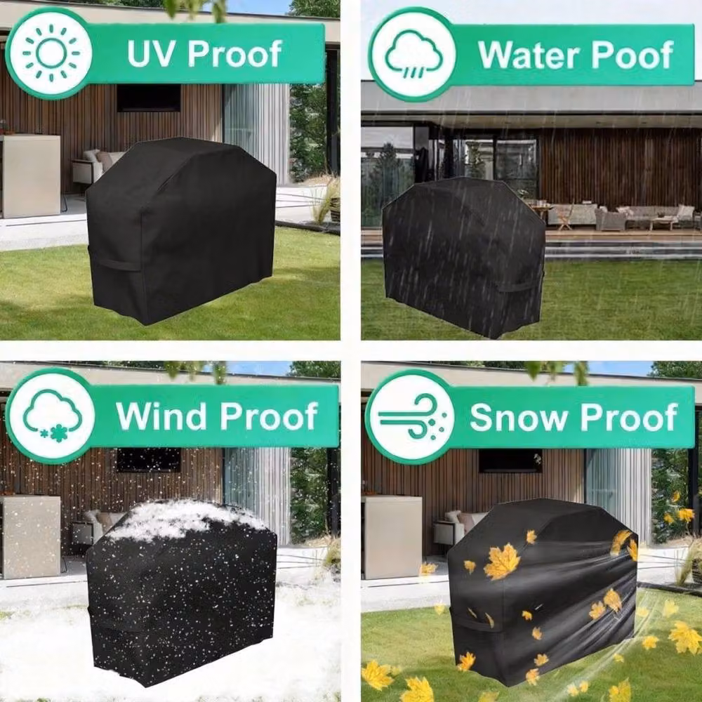 Kelvenix Heavy Duty Waterproof PVC Gas Grill Cover in Black, W/D/H: 117 x 61 x 145 cm – 5