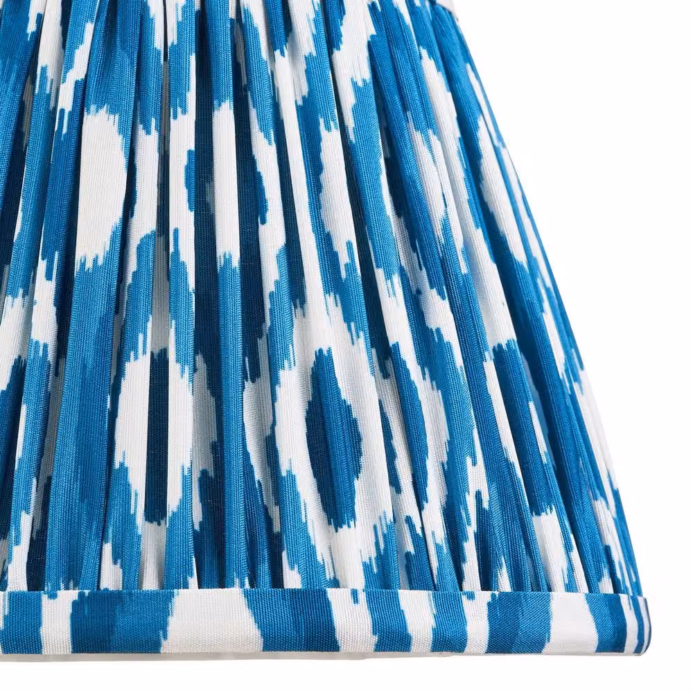 Netlighting Bibury Blue Table Lamp with Blue Fabric Ikat Shade and Gold/Brass Base, Shade Diameter: 20 cm, B22 – 3