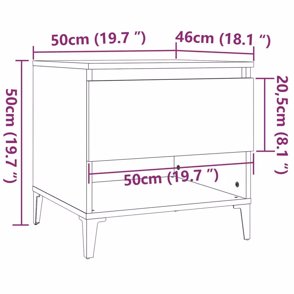 Berkfield Home Set of 2 Side Tables in Brown Oak, W/D/H: 50 x 46 x 50 cm – 5