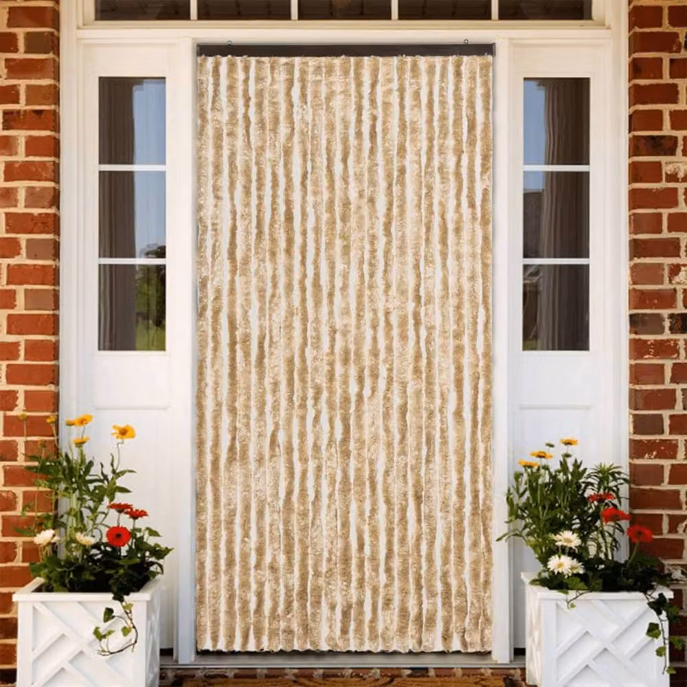 Berkfield Home Beige Chenille Insect Curtain, W/H: 90 x 220 cm – 2