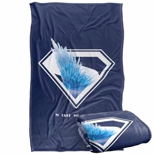 Warner Bros. Superman 2025 Movie Fortress Of Solitude Shield Super Soft Fleece Throw Blanket, Multicolour, W: 91.44 cm, L: 147 cm – 1