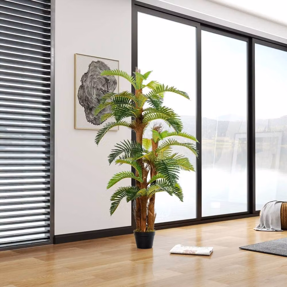 EONLION Artificial Green Fern Plant Tree with Concrete Base – 4