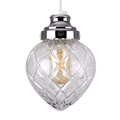 ValueLights Aphrodite Modern Silver Chrome and Transparent Glass Droplet Ceiling Pendant Shade, Shade Width: 14 cm