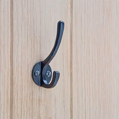 Hammer and Tongs Matt Black Powder-Coated Iron Hat and Coat Hook, Pack of 10, W: 2.5 cm, H: 8 cm – 4