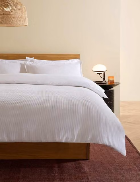 MADE White Pure Cotton Waffle Bedding Set with Pillowcase, W/D/H: 140 x 200 cm