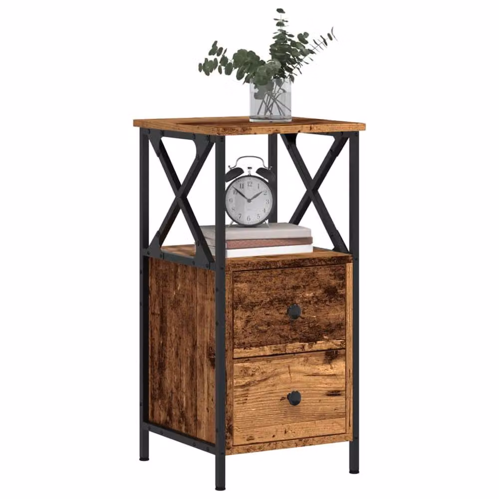 Berkfield Home Modern Bedside Cabinet in Brown Old Wood, W/D/H: 34 x 35.5 x 70 cm – 2