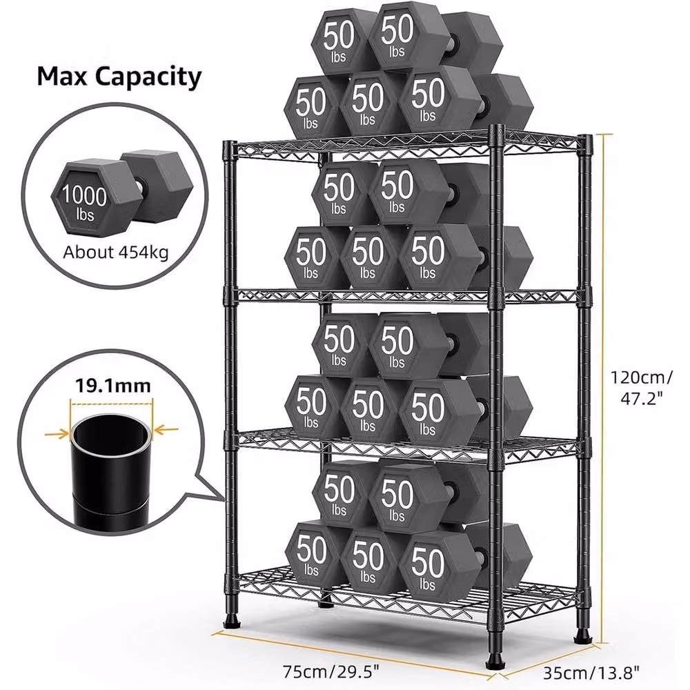 Kelvenix Heavy Duty 4-Tier Steel Utility Shelving, Silver – 2
