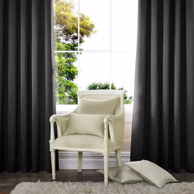 Terrys Blackout Satin Made to Measure Curtain Fabric Panel in Black