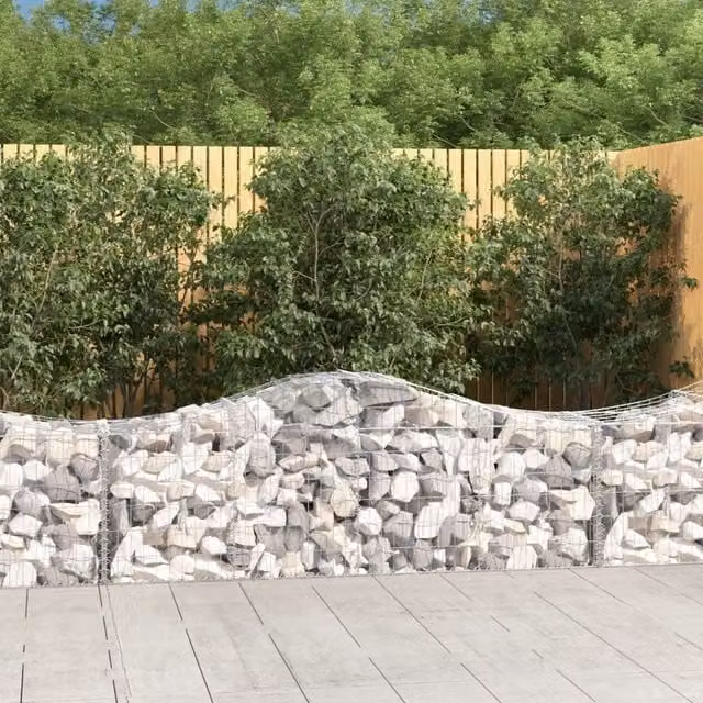 Berkfield Home Arched Gabion Baskets, 3 Piece Set, Silver Galvanised Steel, W: 200 cm, D: 50 cm, H: 60-80 cm