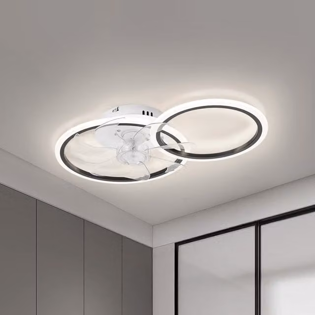 Living Star Modern LED Ring Ceiling Fan with Remote Control in White, Black and Transparent