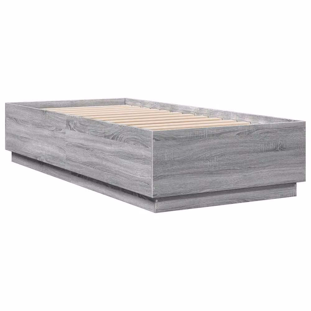 Berkfield Home Modern Bed Frame in Grey Sonoma with LED Under-Bed Lighting and USB Charging Port, W/D/H: 100 x 200 cm – 3