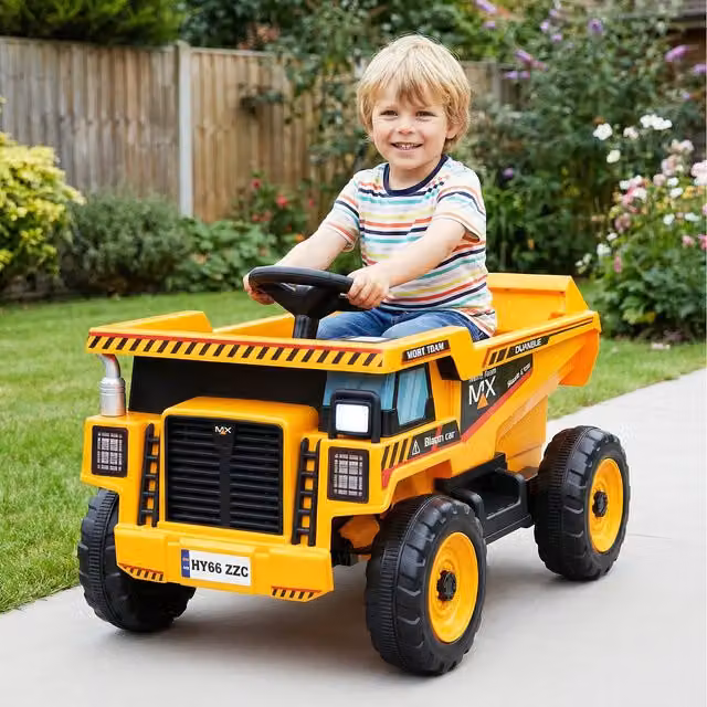 Costway Electric Ride On Dump Truck in Brown with Rechargeable Battery