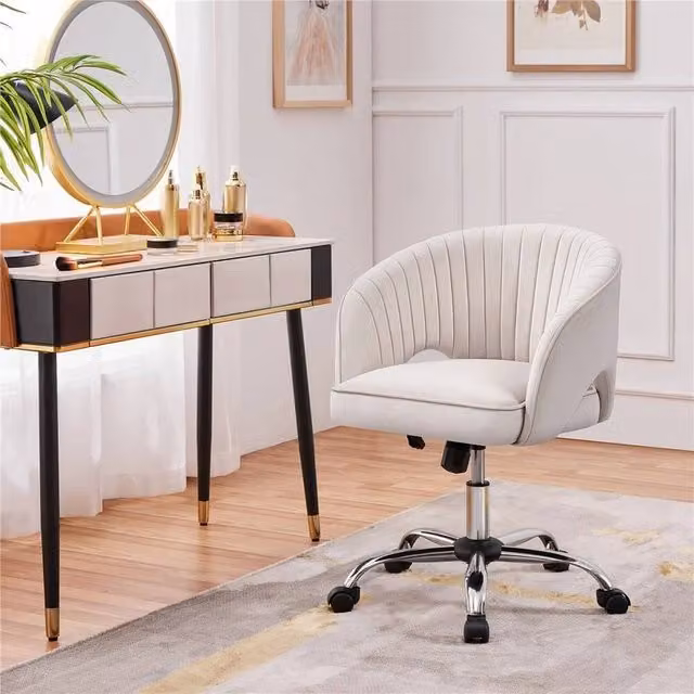 EONLION Velvet Swivel Task Chair for Home Office in Pink, Beige or Grey