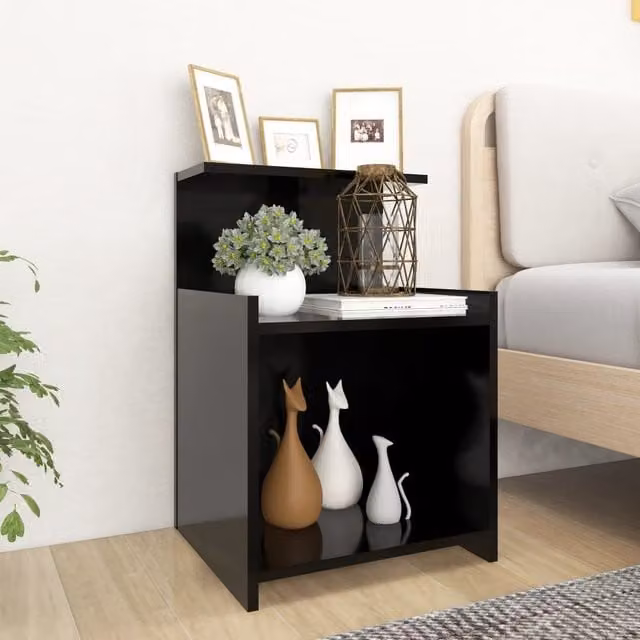 Berkfield Home Bed Cabinet in Black, W/D/H: 40 x 35 x 60 cm